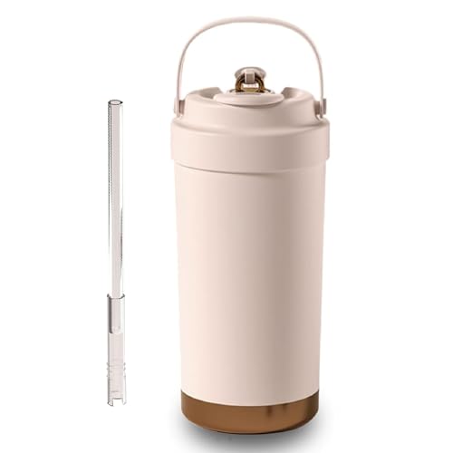 Wosta 500 Ml / 17 Oz Travel MugTumbler with Handle, Stainless Steel Travel Coffee Mug with Lid and Straw, Double Wall Vacuum Coffee Cup, Leakproof. (Pink) - Image 1