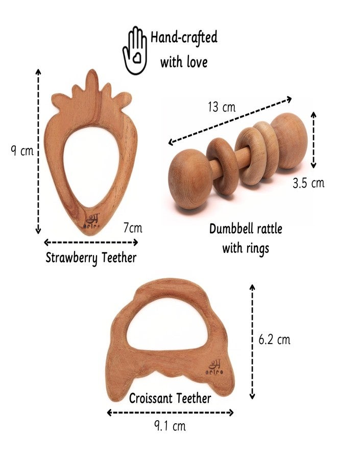Ariro Wooden Teethers Gift Set 2 for Baby Boy & Girl | Hand Crafted with Organic Neem Wood that Helps Boost Immunity & Aids in Digestion | Easy to Grasp & Chew - Image 2