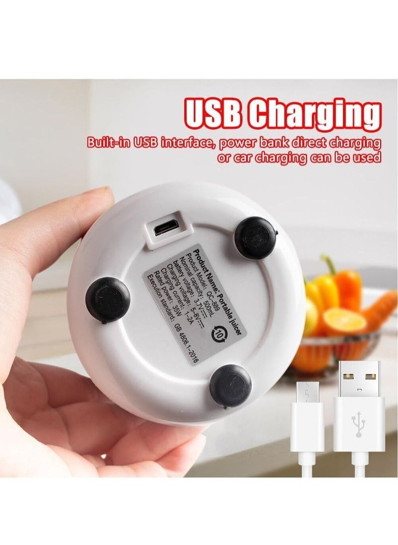 ماركة غير محددة خلاط السموذي المحمول بسعة 500 مل ، خلاط USB قابل للشحن ، خلاط صغير للسموذي ، خالٍ من مادة BPA ، صانع السموذي للسفر والسيارة والجيم والطعام الشخصي للأطفال  - Image 4