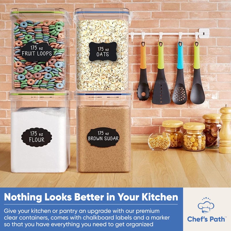 Chef's Path Extra Large Food Storage Containers with Lids Airtight (5.2L|175Oz|2 Pack) for Flour, Sugar, Rice & Baking Supply - Airtight Kitchen & Pantry Bulk Food Storage for Kitchen Organization - Image 4