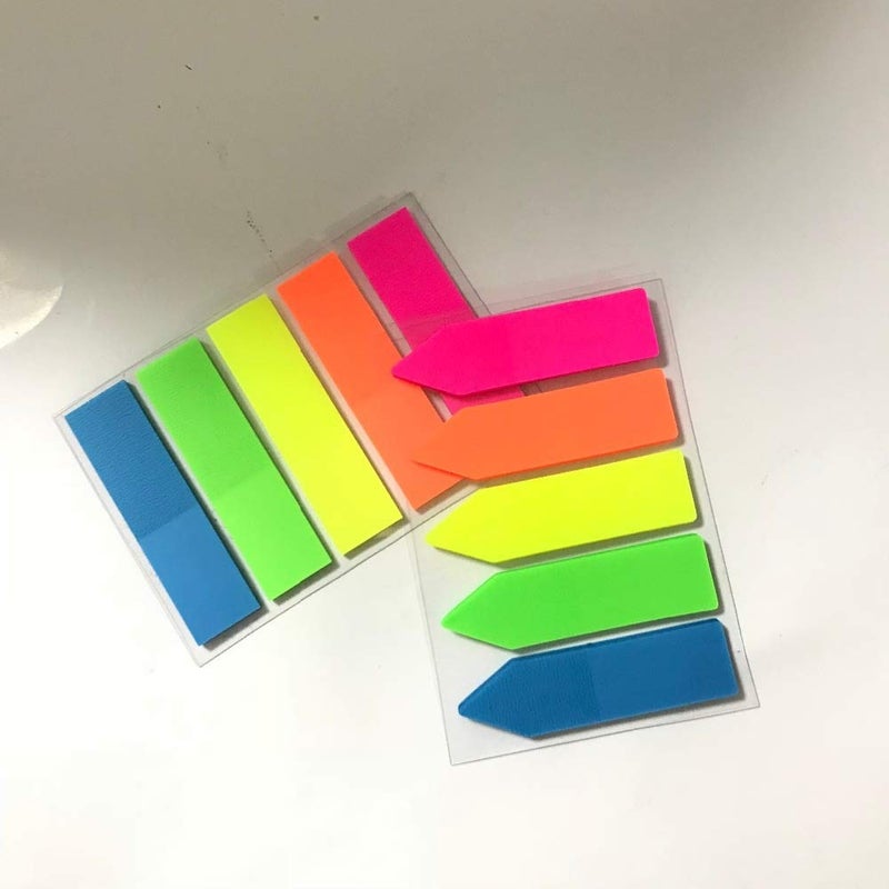 Peeplvalue Arrow Flags index tab,Fluorescent Self Sticky Notes,Text Highlighter for Office, College, School -Pack of 3 (375 pieces-5 Colors) - Image 2