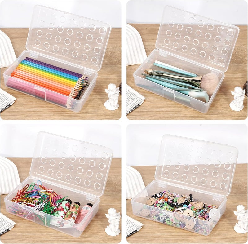 HUTUDD Plastic Pencil Box, Large Pencil Case, Clear Pencil Boxes with Snap-tight Lid, Hard Crayon Box Storage Marker Organizer Containers for Boys Girls Adults School Office Supplies (Clear) - Image 3