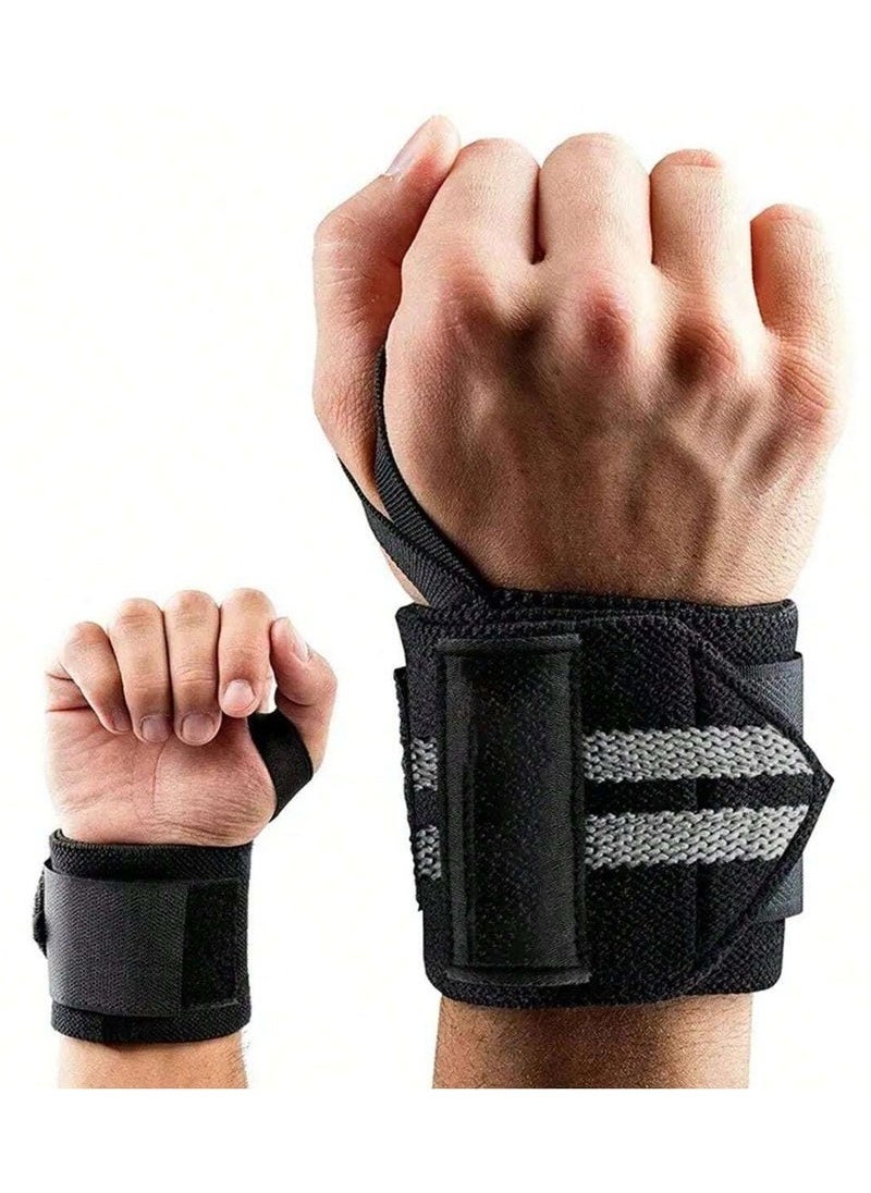 Generic 2 Wrist Straps Hand Wrist Wraps with Thumb Loop, Adjustable Wrist Brace Support Sports Wristband(Black)  - Image 3