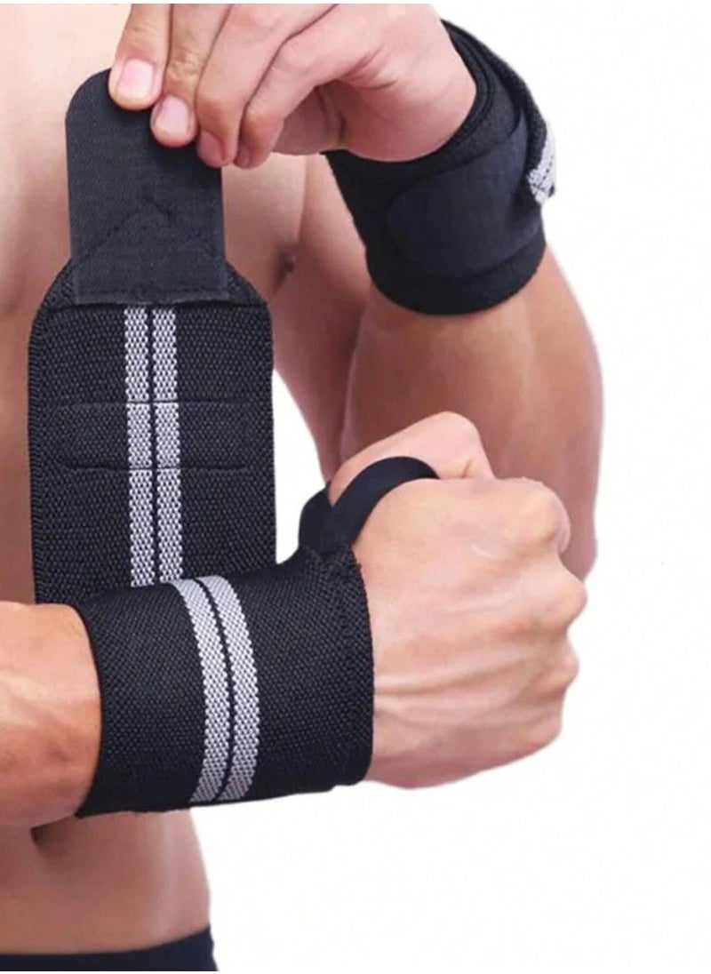 Generic 2 Wrist Straps Hand Wrist Wraps with Thumb Loop, Adjustable Wrist Brace Support Sports Wristband(Black)  - Image 1