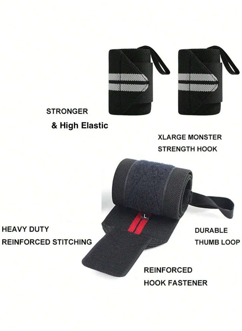 Generic 2 Wrist Straps Hand Wrist Wraps with Thumb Loop, Adjustable Wrist Brace Support Sports Wristband(Black)  - Image 4