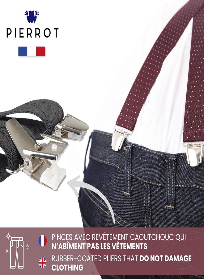 Pierrot Men's Adjustable Suspender Braces, 130cm, Noir Cachemire - Image 4