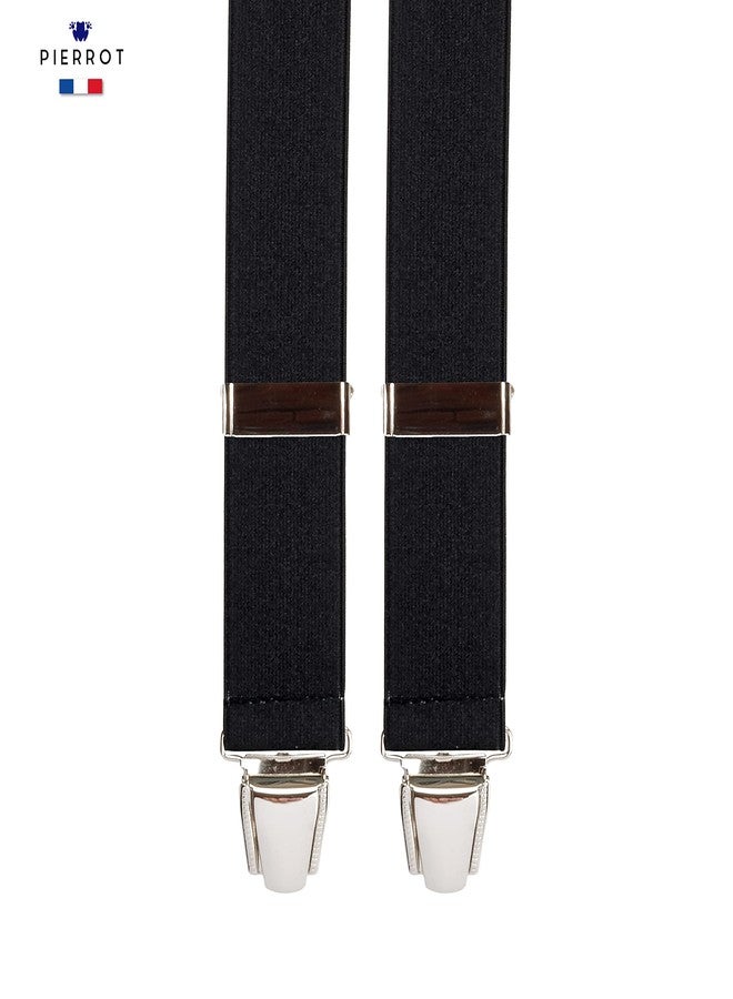 Pierrot Men's Adjustable Suspender Braces, 130cm, Noir Cachemire - Image 2