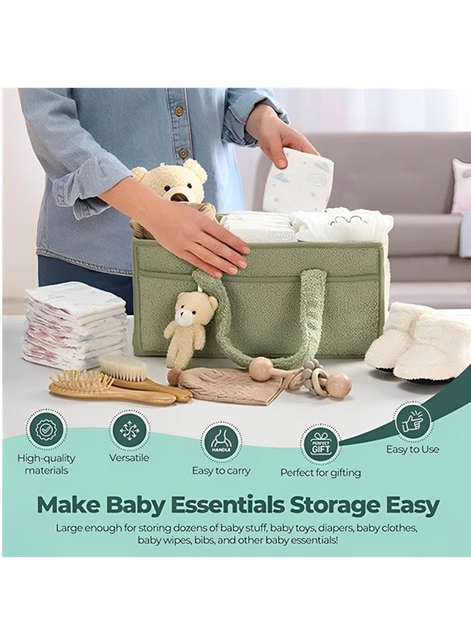 بيوينتي سلة تخزين حفاضات الأطفال، سلة تخزين حفاضات الأطفال والمناديل المبللة متعددة الوظائف، سلة الأطفال كبيرة الحجم، مثالية جدًا لحمام الأطفال، سلة تخزين السيارة، سلة تخزين حفاضات الحضانة. - Image 2