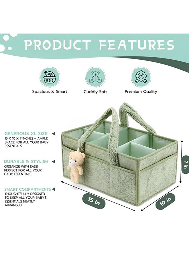 بيوينتي سلة تخزين حفاضات الأطفال، سلة تخزين حفاضات الأطفال والمناديل المبللة متعددة الوظائف، سلة الأطفال كبيرة الحجم، مثالية جدًا لحمام الأطفال، سلة تخزين السيارة، سلة تخزين حفاضات الحضانة. - Image 4