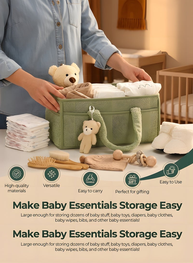 بيوينتي سلة تخزين حفاضات الأطفال، سلة تخزين حفاضات الأطفال والمناديل المبللة متعددة الوظائف، سلة الأطفال كبيرة الحجم، مثالية جدًا لحمام الأطفال، سلة تخزين السيارة، سلة تخزين حفاضات الحضانة. - Image 2