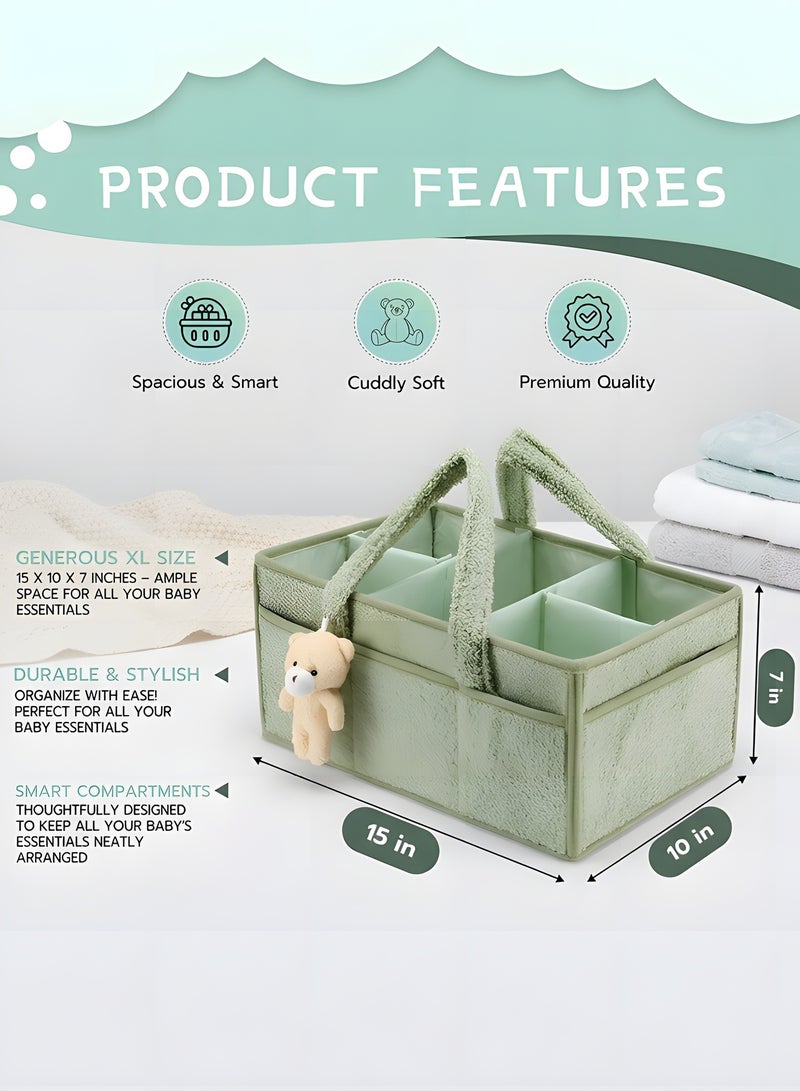 بيوينتي سلة تخزين حفاضات الأطفال، سلة تخزين حفاضات الأطفال والمناديل المبللة متعددة الوظائف، سلة الأطفال كبيرة الحجم، مثالية جدًا لحمام الأطفال، سلة تخزين السيارة، سلة تخزين حفاضات الحضانة. - Image 4