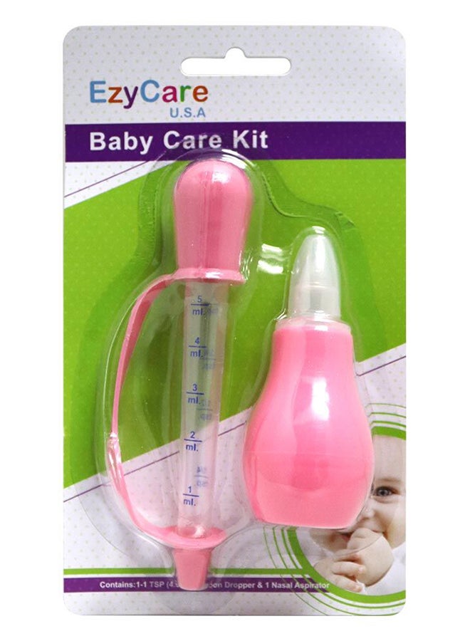 Spoon Dropper And Nasal Aspirator Baby Care Kit Pink 1
