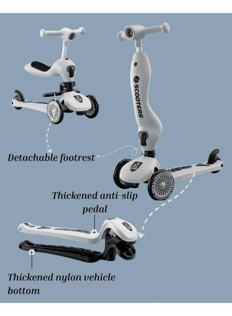 Kids Scooter, 3 Wheels Kick Scooter Children and Toddler Scooter with Flashing Lights & Music Adjustable Height Anti-Slip Deck Foldable Kids Kick Scooter for Boys & Girls Aged 0-6 (Grey,k619) - Image 5