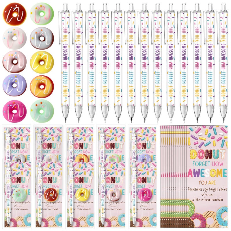 مجموعة هدايا تقدير الموظفين من سينلود (30 مجموعة): دونات بالجملة، هدايا للحفلات، أقلام رصاص ميكانيكية رائعة، كرة تخفيف التوتر، وبطاقة شكر إيجابية. - Image 1