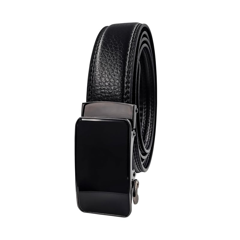 lightstar Women's Belt Leather Ratchet Dress Belt with Sliding Adjustable Buckle Width 1 1/4 inches, Length 52 inches, Pure Black, fit waist 29" - 45" - Image 1