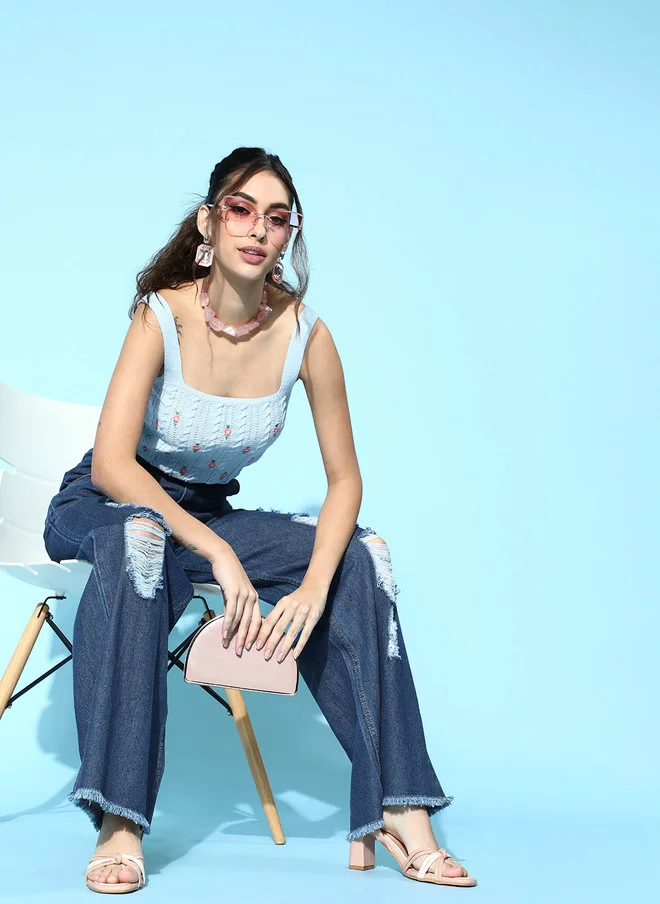 SASSAFRAS High-Rise Straight Fit Jeans for Women