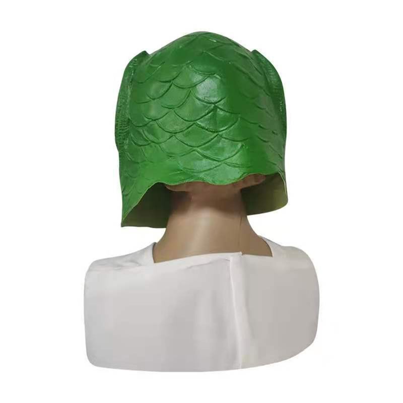 Green Fish Head Mask Funny Creepy Fish Head Party Mask Adult Animal Cosplay Prop Latex Mask Halloween Costume Festival Mask - Image 2