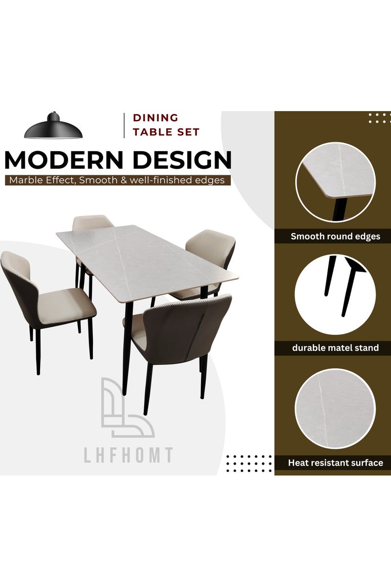 LHFHOMT - 5-Pieces Dining Sets, 1 Piece Rectangular Table With 4 Chairs Modern Furniture for Home, Dining Room, Cafeteria - Image 2