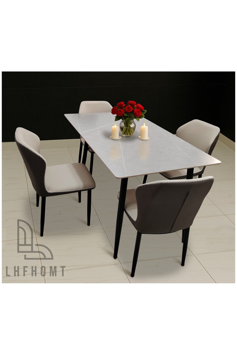 LHFHOMT - 5-Pieces Dining Sets, 1 Piece Rectangular Table With 4 Chairs Modern Furniture for Home, Dining Room, Cafeteria - Image 1