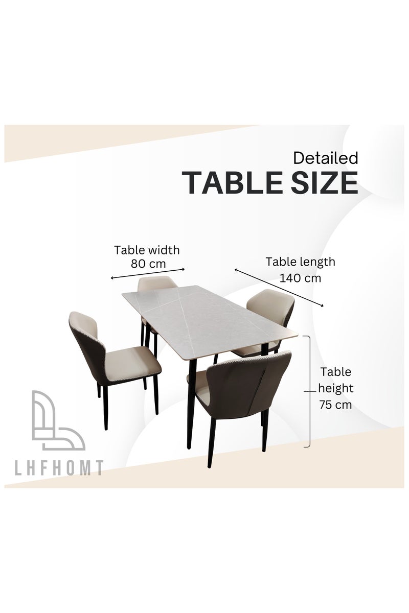 LHFHOMT - 5-Pieces Dining Sets, 1 Piece Rectangular Table With 4 Chairs Modern Furniture for Home, Dining Room, Cafeteria - Image 5