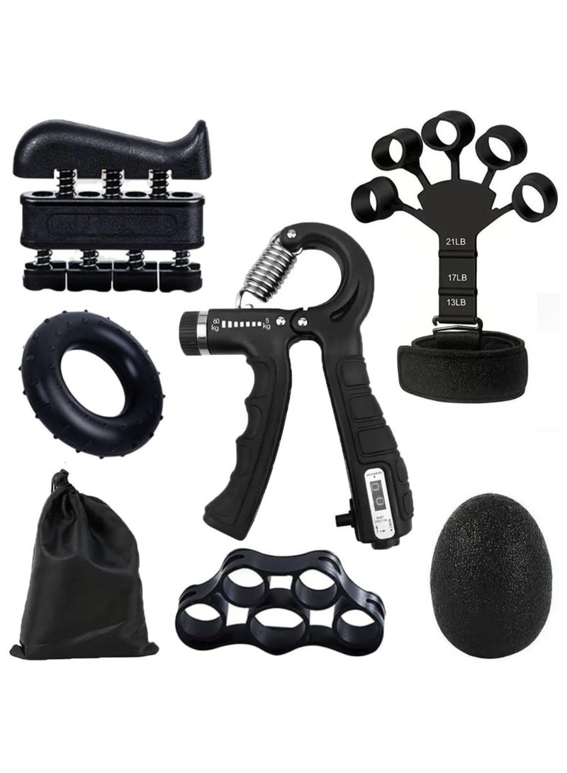 founder 7PCS Hand Grip Strengthener Trainer Kit - Hand Strengthener u0026 Grip Strength Kit - Forearm Grip Adjustable Resistance - Finger Stretcher, Hand Gripper, Finger Exerciser for Men/Women - Image 1
