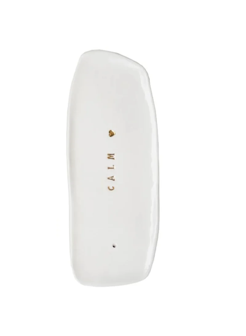 The Saffron Souk Calm - Stoneware Incense Holder with Gold Accent