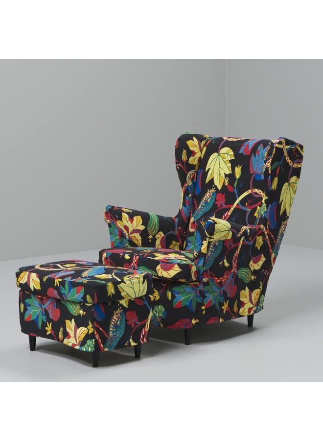 erorex Slipcover for footstool, Stigsbo multicolour/black - Image 2