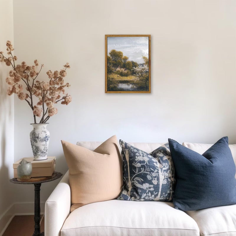 KBKBART Framed Vintage Wall Art for Living Room  Retro Summer Country Landscape Painting  Vintage Victorian Decor Canvas Art Prints  Rustic Farmhouse Bathroom Pictures Wall Decor for Bathroom  Bedroom Vintage Room Decor(8""x10"") - Image 5