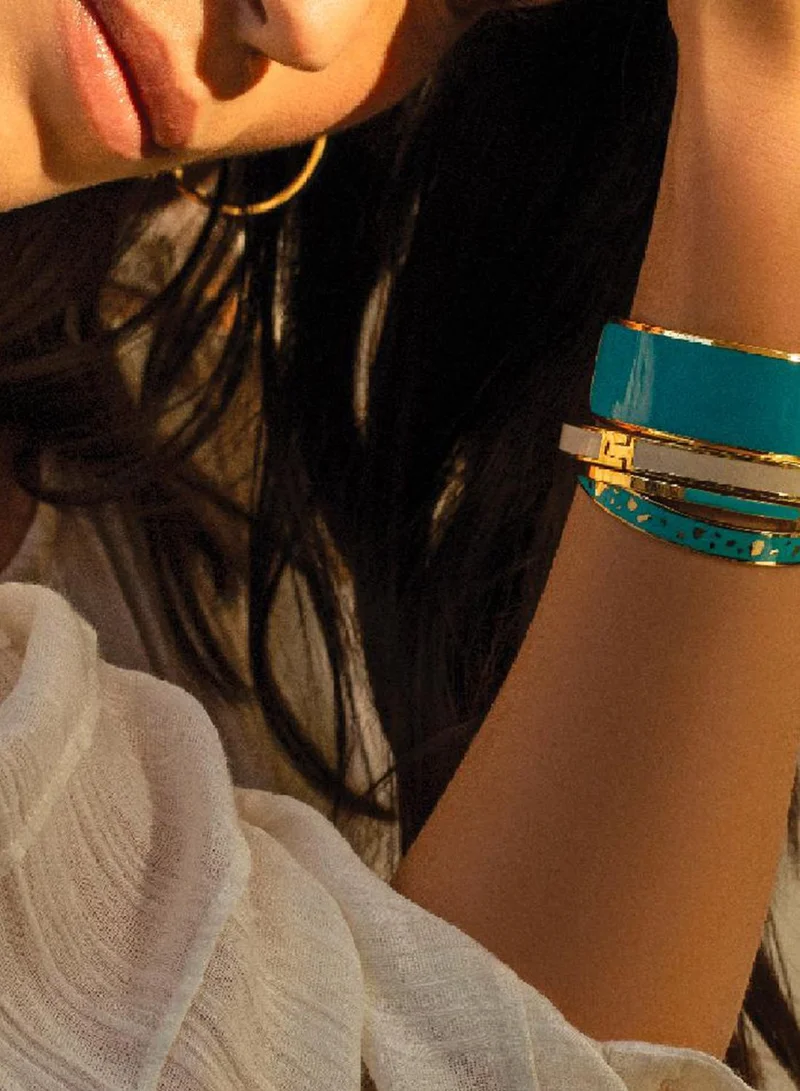Bangle up Enamel Bracelet With Nuggets