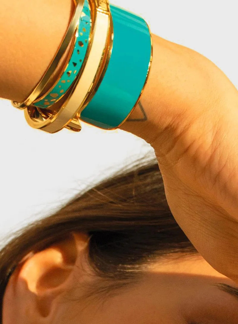Bangle up Enamel Bracelet With Nuggets
