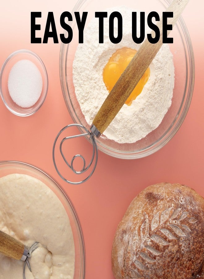 زولاي كيتشن مضرب عجين دنماركي من زولاي كيتشن مقاس 13 بوصة - مضرب عجين دنماركي خشبي كبير مع حلقة من الفولاذ المقاوم للصدأ - أداة خبز هولندية تقليدية للخبز، والعجين، والكيك، والمعجنات (خشب السنط) - Image 3