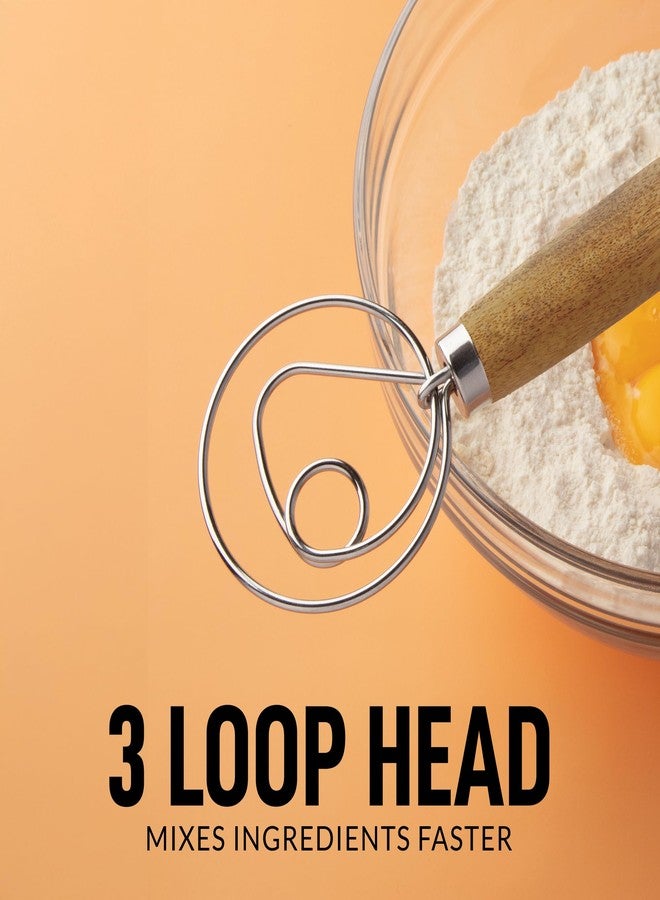 زولاي كيتشن مضرب عجين دنماركي من زولاي كيتشن مقاس 13 بوصة - مضرب عجين دنماركي خشبي كبير مع حلقة من الفولاذ المقاوم للصدأ - أداة خبز هولندية تقليدية للخبز، والعجين، والكيك، والمعجنات (خشب السنط) - Image 5