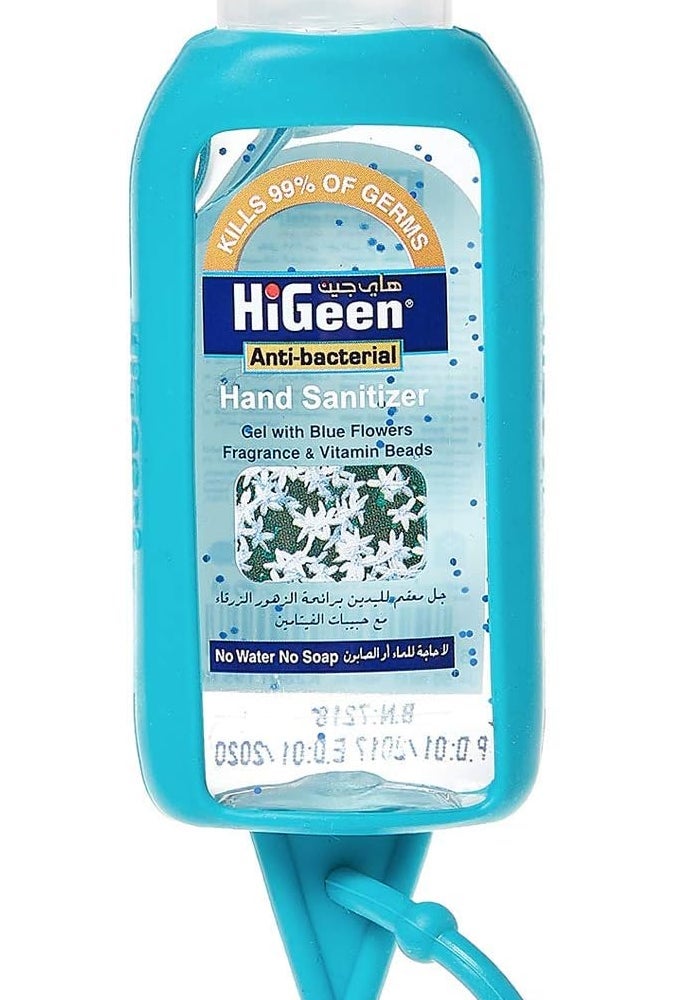 HiGeen Higeen Hand Sanitizer 50ml with Holder - Blue Flowers - Image 1