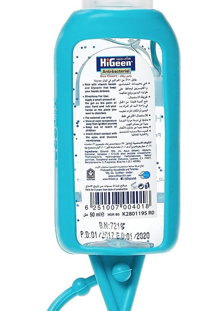 HiGeen Higeen Hand Sanitizer 50ml with Holder - Blue Flowers - Image 2