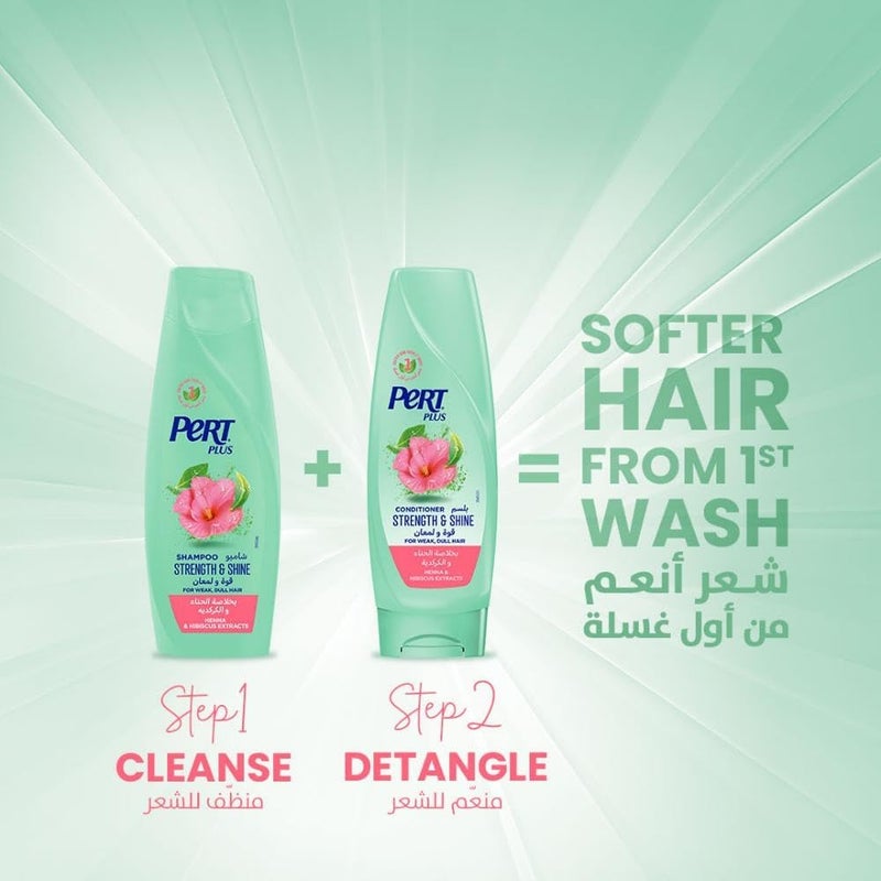 Pert Plus Strength & Shine Shampoo for Weak and Dull Hair with Henna and Hibiscus Extract, 200 ml - Image 1