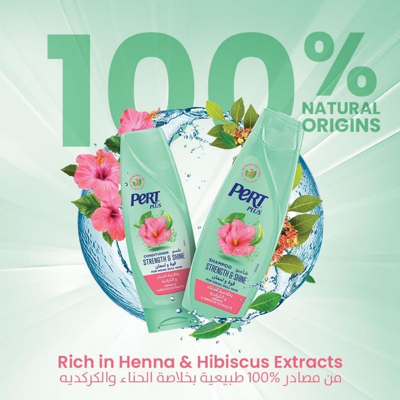 Pert Plus Strength & Shine Shampoo for Weak and Dull Hair with Henna and Hibiscus Extract, 200 ml - Image 3
