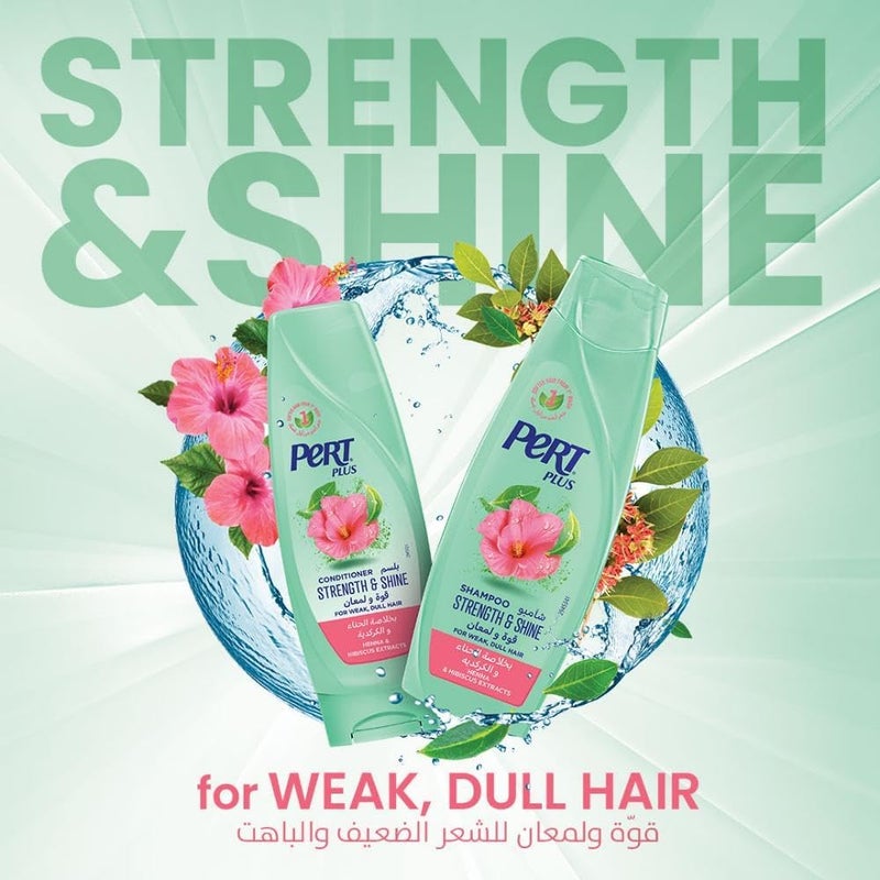 Pert Plus Strength & Shine Shampoo for Weak and Dull Hair with Henna and Hibiscus Extract, 200 ml - Image 2