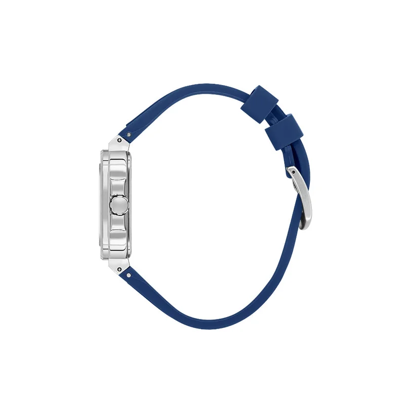 DANIEL KLEIN Men's Silicone Band Silver Brass Case Analog Dark Blue Square Emboss Dial Japanese Quartz Premium 50 Meters Water Resistant