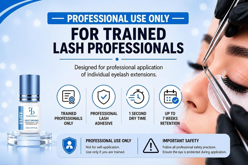 Forabeli Elite Fast Dry Time Eyelash Extension Glue - 5ml / 1 Sec Drying time/Retention – 7 Weeks/Maximum Bonding Power/Black Adhesive for Semi-Permanent Extensions/Professional Lash Supplies - Image 1