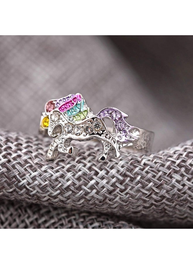 ALoveSoul Adjustable Silver Tone Little Princess Rainbow Unicorn Ring For Women Ladies Fashion Rings Gifts For Women - Image 5