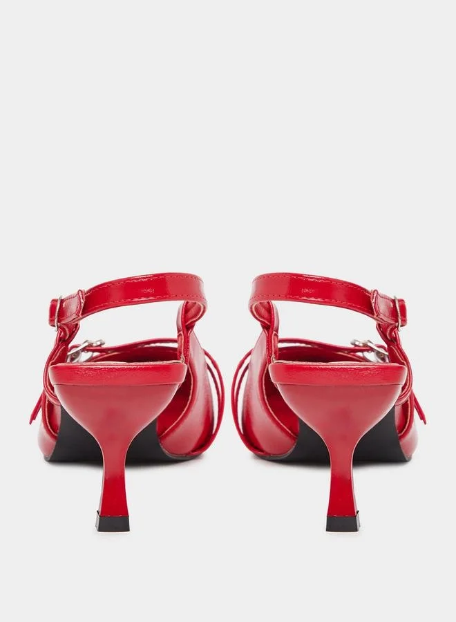 Styli Buckle Detail Slingback Pointed Toe Pumps
