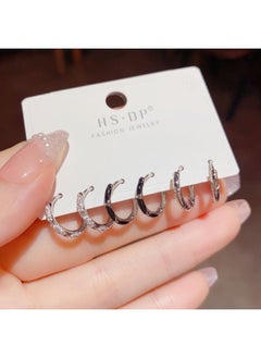 نيبمينينت Korean Style Mori Fashion Ring Ear Buckle Combination Set Earrings All-match Elegant Personalized Trendy Internet Celebrity 