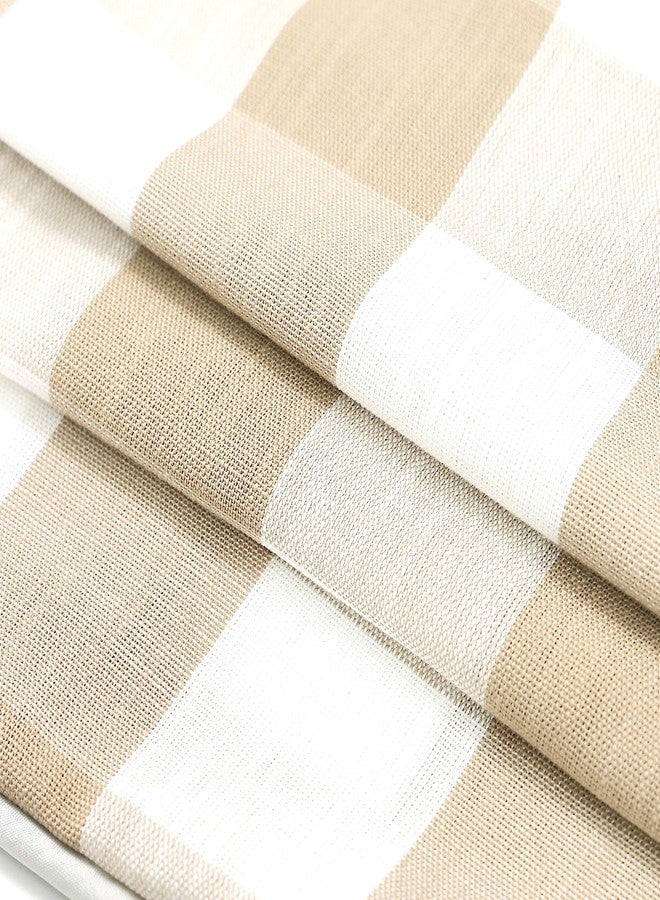 Amzdecor Buffalo Plaid Check Throw Pillow Cover Set of 2 Farmhouse Rustic Square Welted Decorative Pillow Cushion Case，Linen Texture for Home Easter Decor Car Bed Sofa （Linen and White，18 x 18 inches） - Image 4