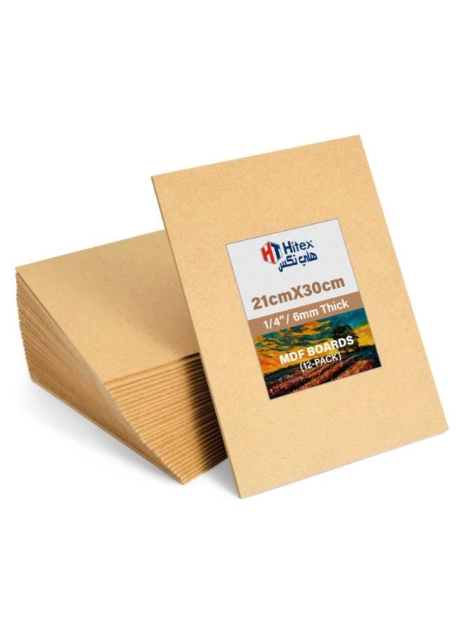 هيتكس لوح MDF - بني 6 مم | لوح خشب ناعم فاخر للأعمال اليدوية، ديكور المنزل، القطع بالليزر، صناعة النماذج، والنجارة (21 سم × 30 سم (A4))، 12 قطعة - Image 1