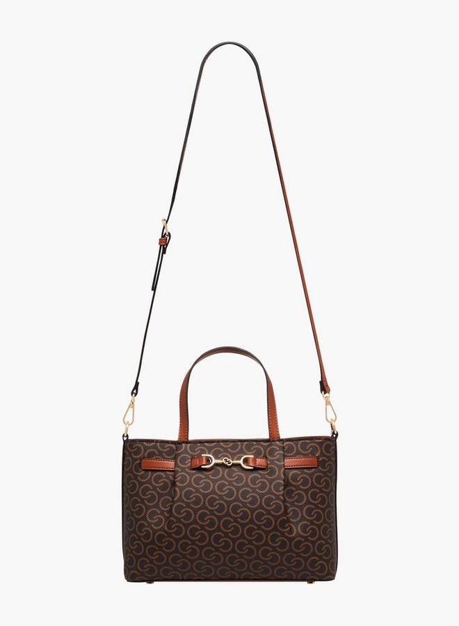 Celeste Monogram Print Tote Bag with Zip Closure - Image 3
