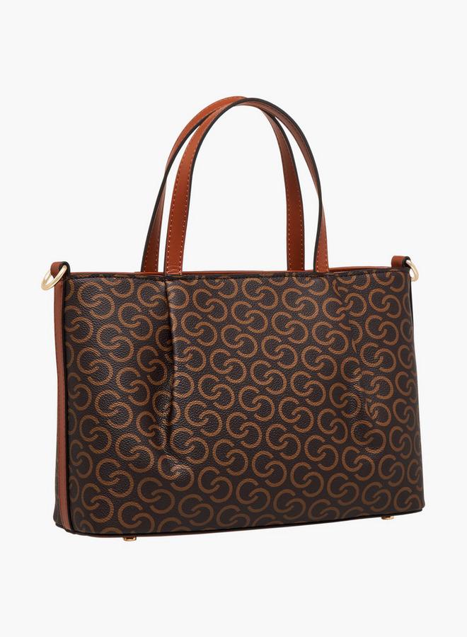 Celeste Monogram Print Tote Bag with Zip Closure - Image 4