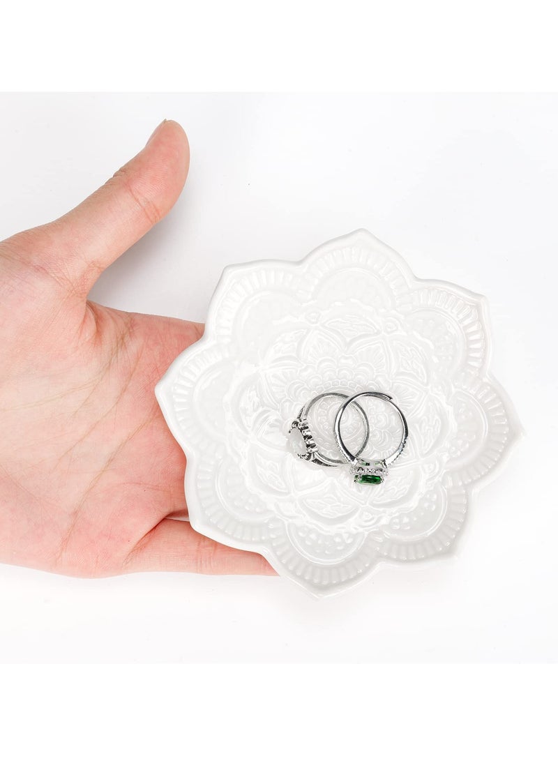 Suntown صينية مجوهرات SYOSI، طبق خواتم بوهيمي صغير لحامل المجوهرات، طبق هدايا للنساء، هدية عيد ميلاد، هدية زفاف للعروس (أبيض) - Image 2