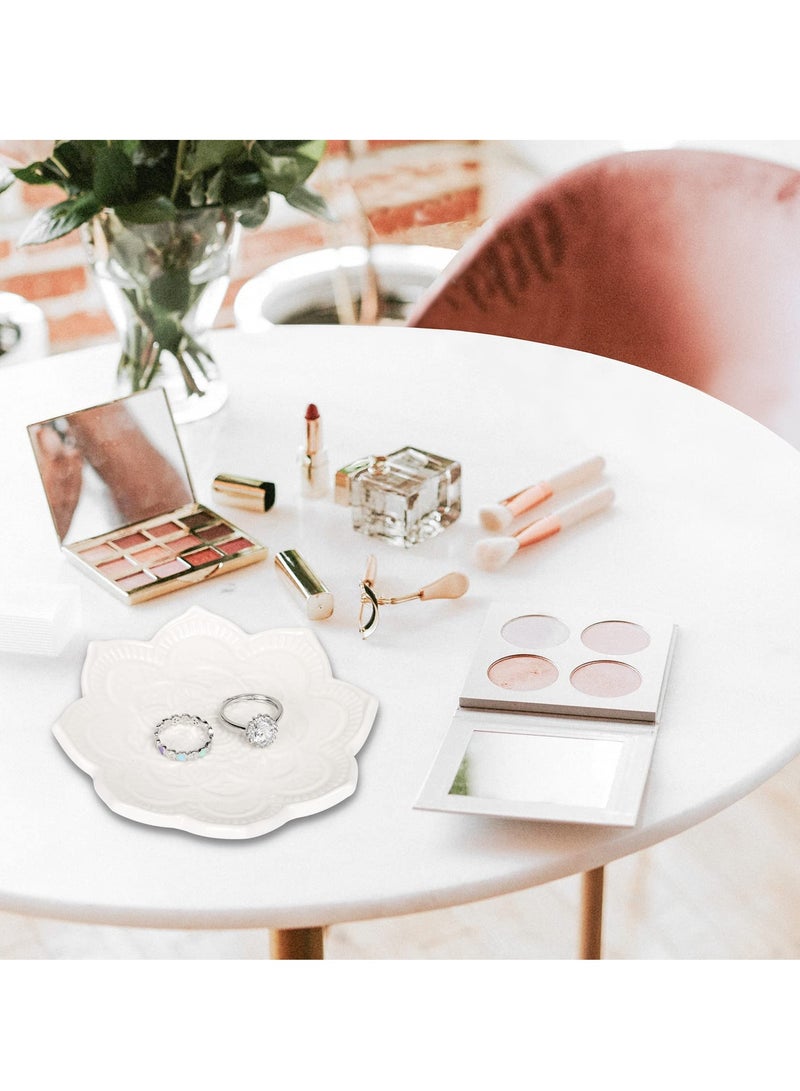 Suntown صينية مجوهرات SYOSI، طبق خواتم بوهيمي صغير لحامل المجوهرات، طبق هدايا للنساء، هدية عيد ميلاد، هدية زفاف للعروس (أبيض) - Image 4