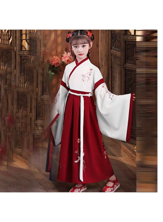 LiangSanZhi Girl's Hanfu Dress with Wide Sleeves - Traditional Chinese Costume for Kids' Poetry Recitation, party& Performance, Cultural Show, School Opening Ceremony - Image 5