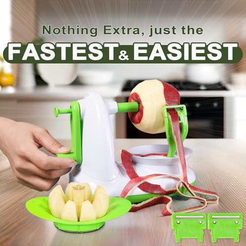 EZMO Apple Peeler, 8 Wedges Apple Peeler Slicer Corer, Stainless Steel Blades, Apple Slicer, Apple Corer - Image 2